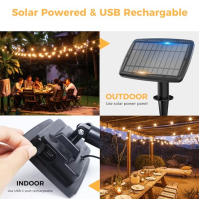 Woolmug Fairy Lights Outdoor Solar, 23M 30+3 LED Solar Fairy Lights Outdoor, 4 módy USB Vodotěsné solární pohádkové světla pro z